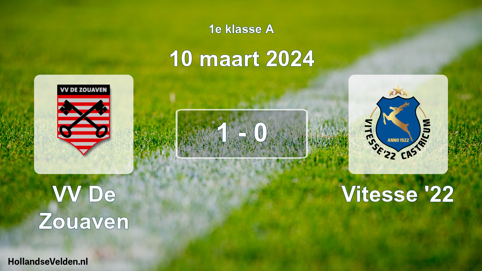 Total number of matches played: VV De Zouaven - Vitesse '22 1 - 0 (10 March 2024)