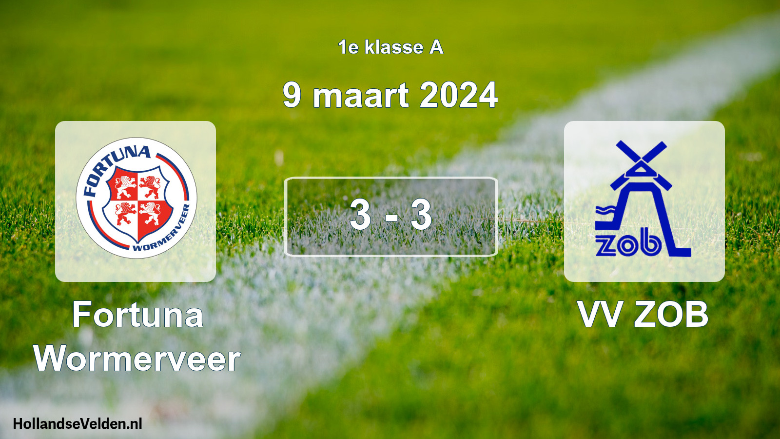 Gespeelde wedstrijd: Fortuna Wormerveer - VV ZOB 3 - 3 (9 maart 2024)