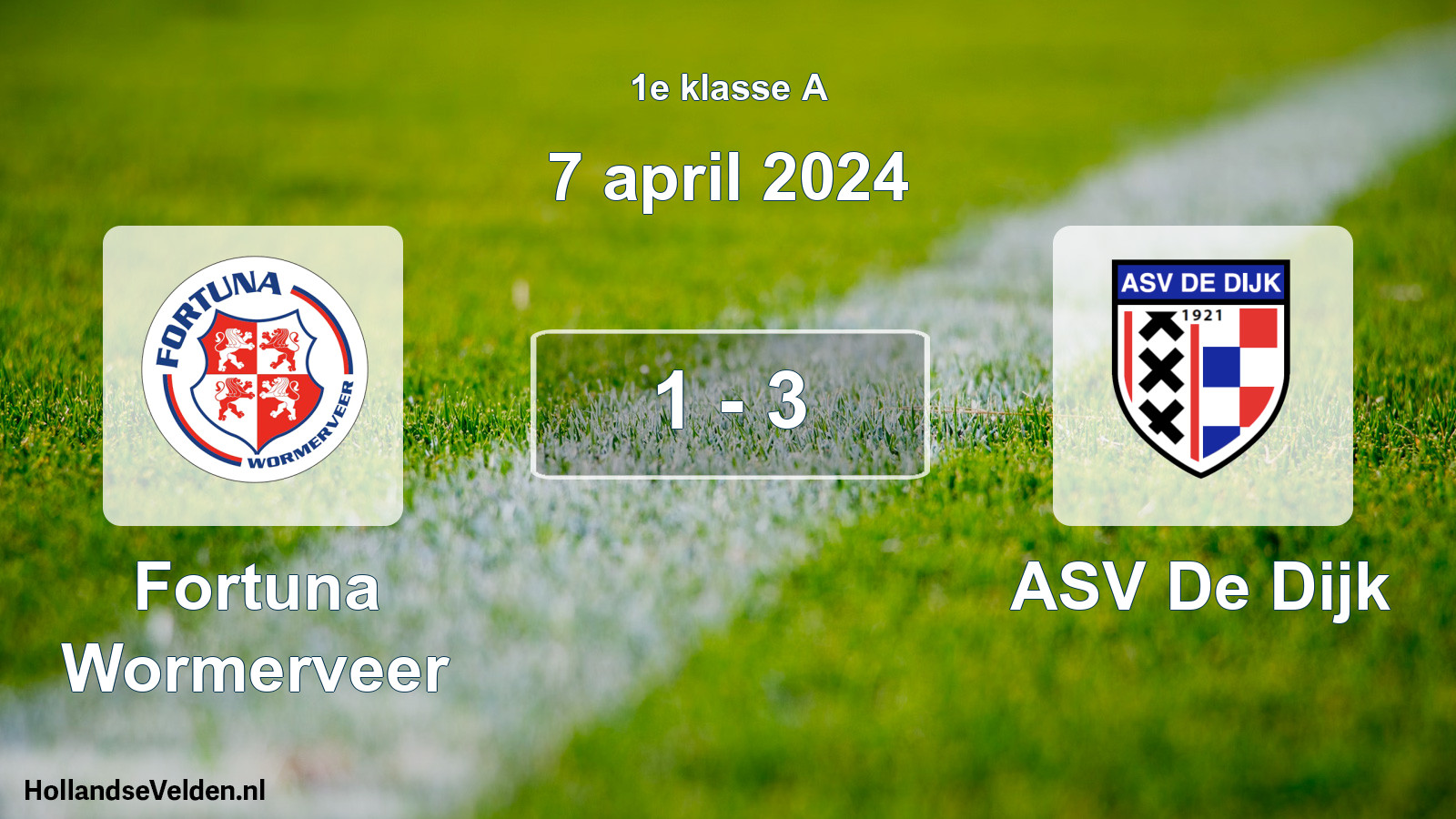 Total number of matches played: Fortuna Wormerveer - ASV De Dijk 1 - 3 (7 April 2024)