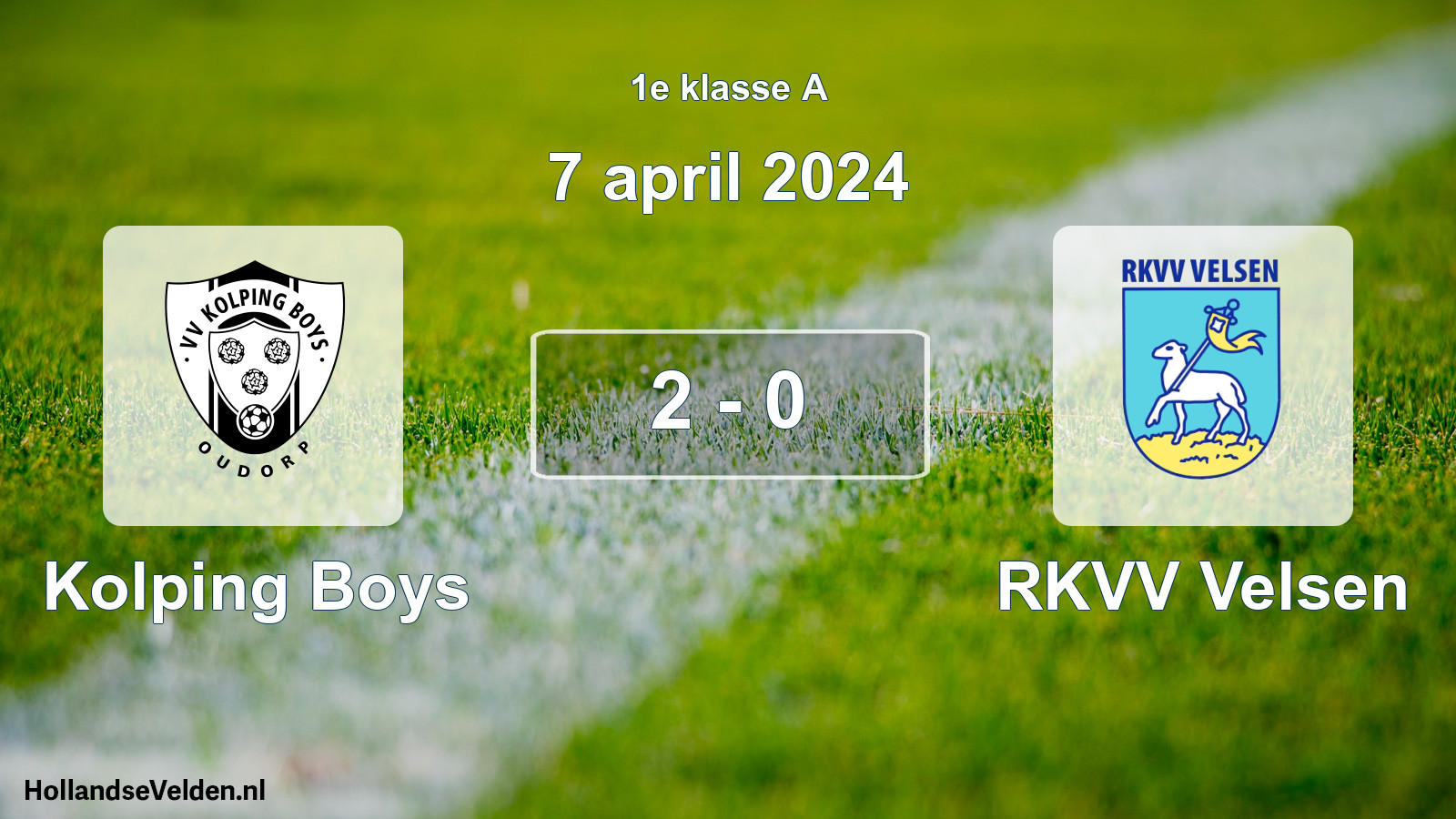 Total number of matches played: Kolping Boys - RKVV Velsen 2 - 0 (7 April 2024)