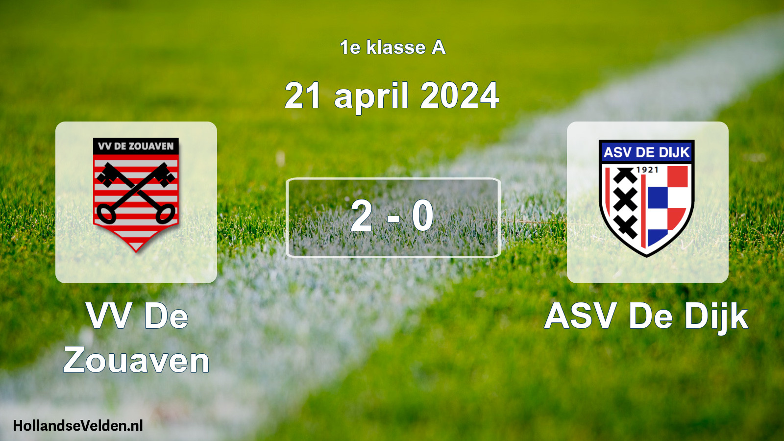 Total number of matches played: VV De Zouaven - ASV De Dijk 2 - 0 (21 April 2024)