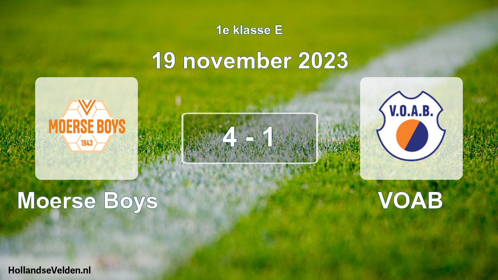 Total number of matches played: Moerse Boys - VOAB 4 - 1 (19 November 2023)