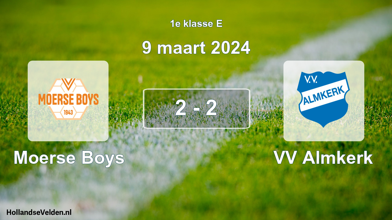 Gespeelde wedstrijd: Moerse Boys - VV Almkerk 2 - 2 (9 maart 2024)