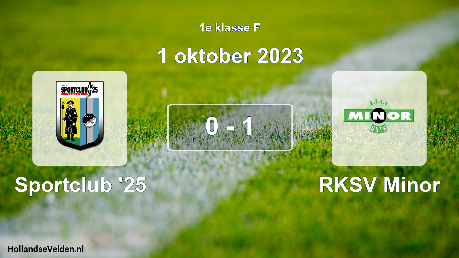 Total number of matches played: Sportclub '25 - RKSV Minor 0 - 1 (1 October 2023)