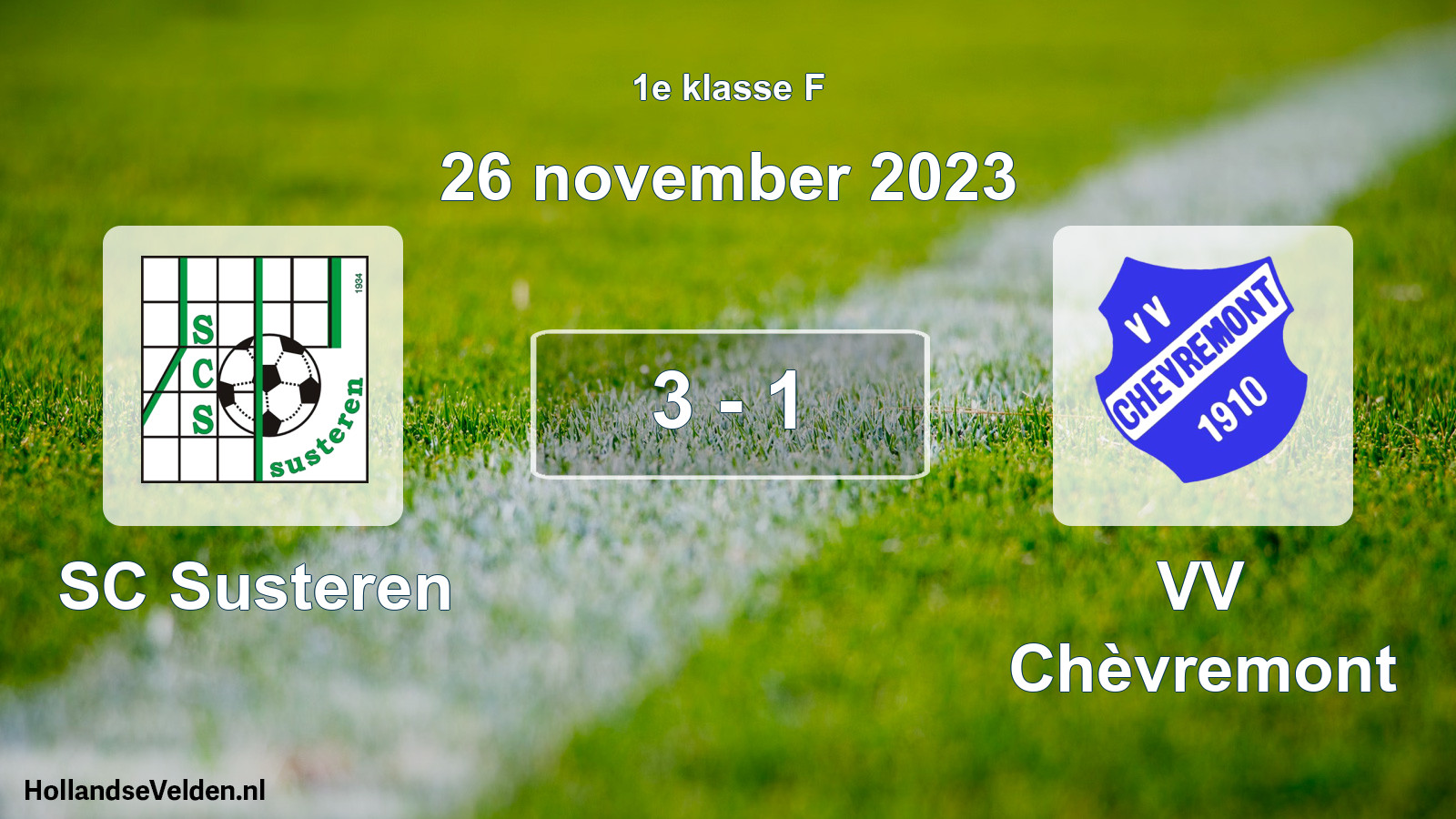 Total number of matches played: SC Susteren - VV Chèvremont 3 - 1 (26 November 2023)