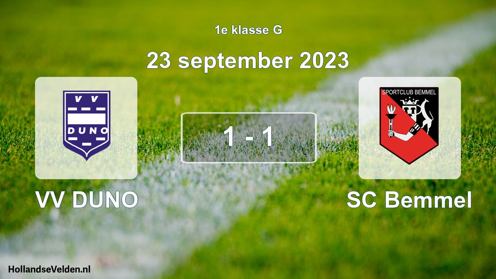 Total number of matches played: VV DUNO - SC Bemmel 1 - 1 (23 September 2023)