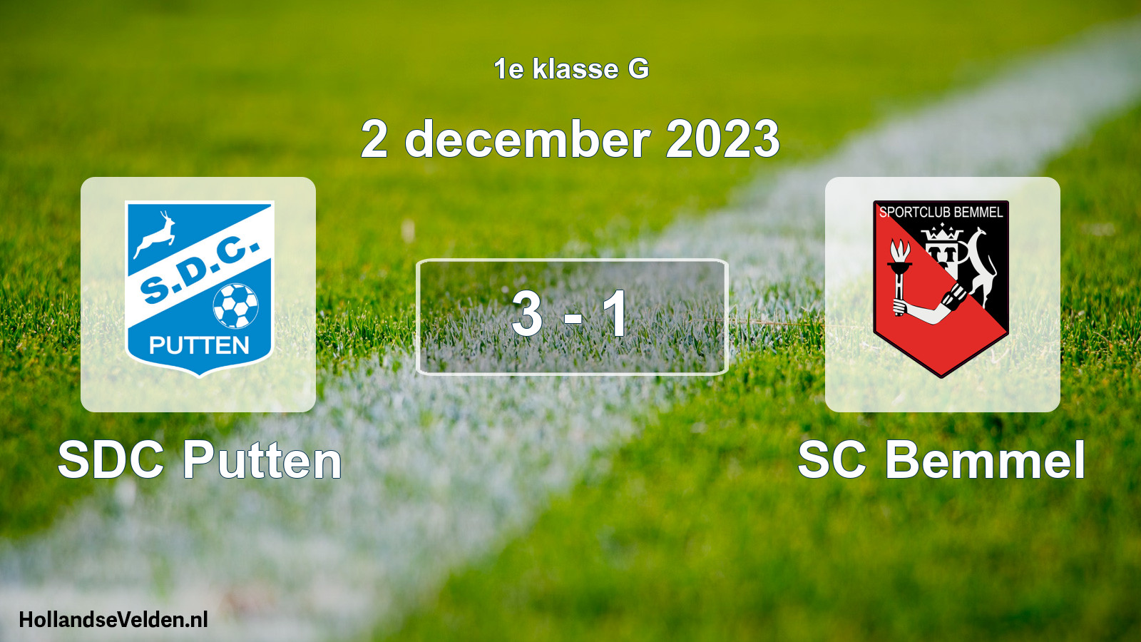 Total number of matches played: SDC Putten - SC Bemmel 3 - 1 (2 December 2023)