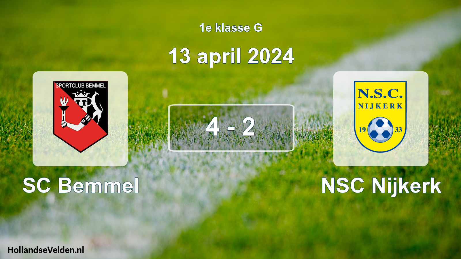 Total number of matches played: SC Bemmel - NSC Nijkerk 4 - 2 (13 April 2024)