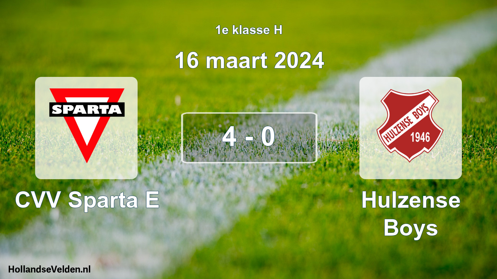 Total number of matches played: CVV Sparta E - Hulzense Boys 4 - 0 (16 March 2024)