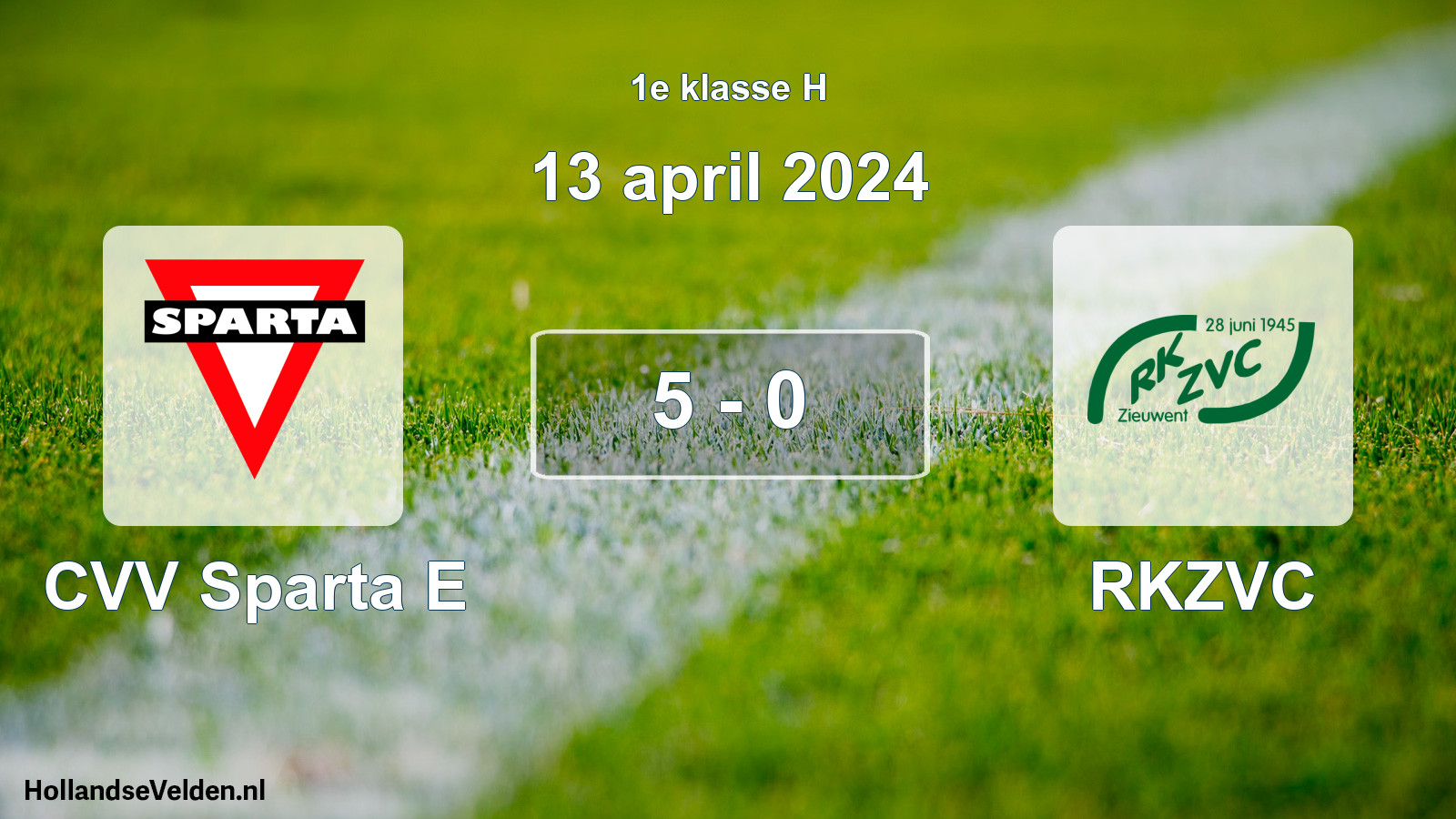 Total number of matches played: CVV Sparta E - RKZVC 5 - 0 (13 April 2024)
