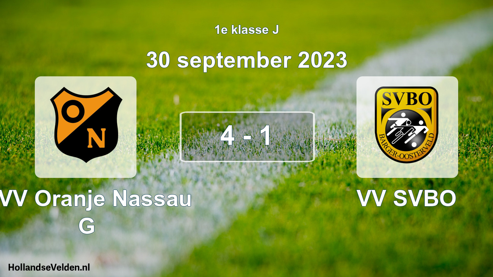 Total number of matches played: CVV Oranje Nassau G - VV SVBO 4 - 1 (30 September 2023)