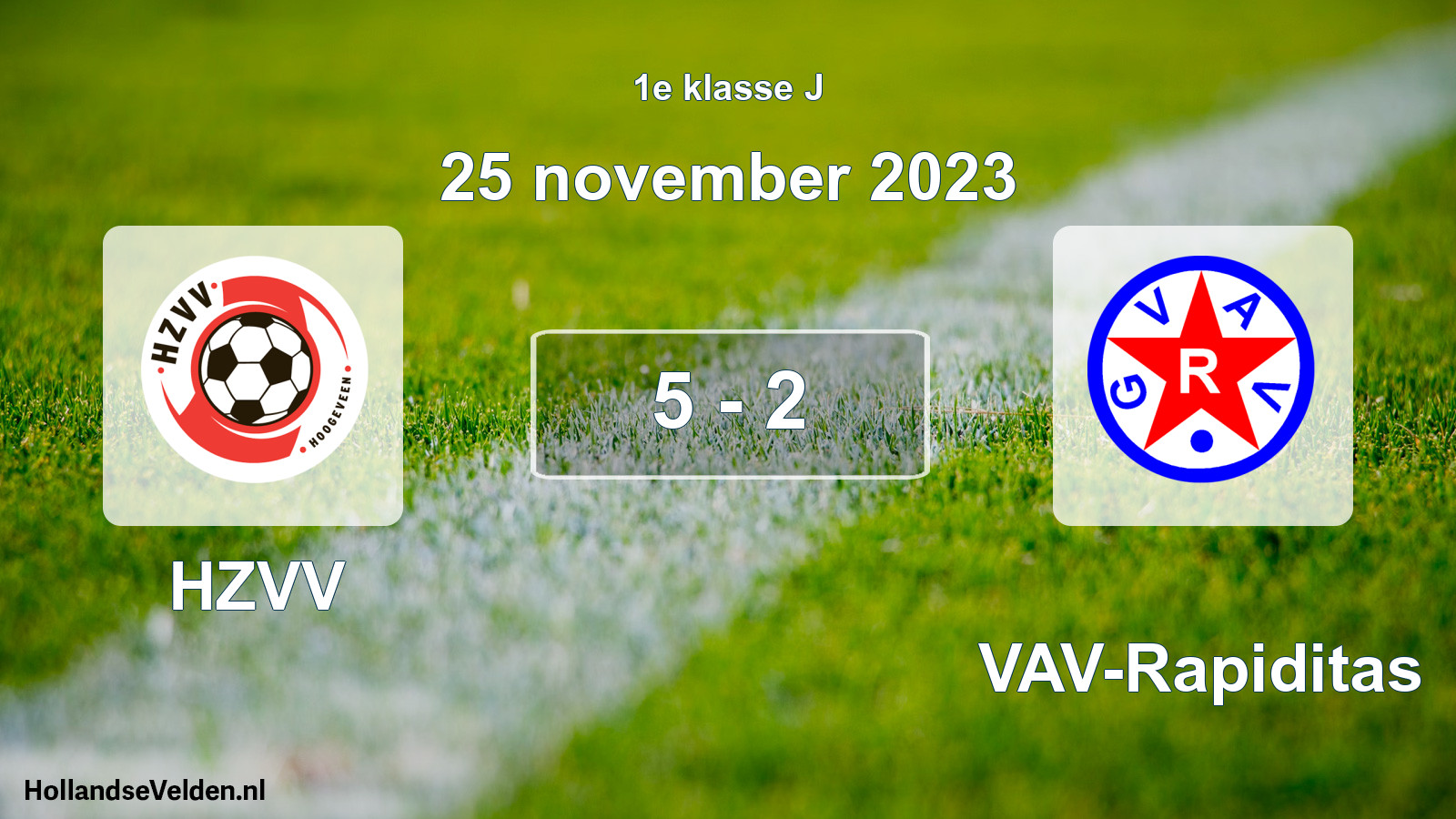 Total number of matches played: HZVV - GVAV-Rapiditas 5 - 2 (25 November 2023)