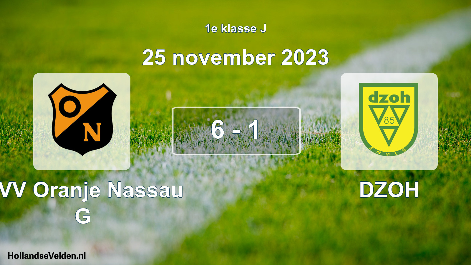 Total number of matches played: CVV Oranje Nassau G - DZOH 6 - 1 (25 November 2023)
