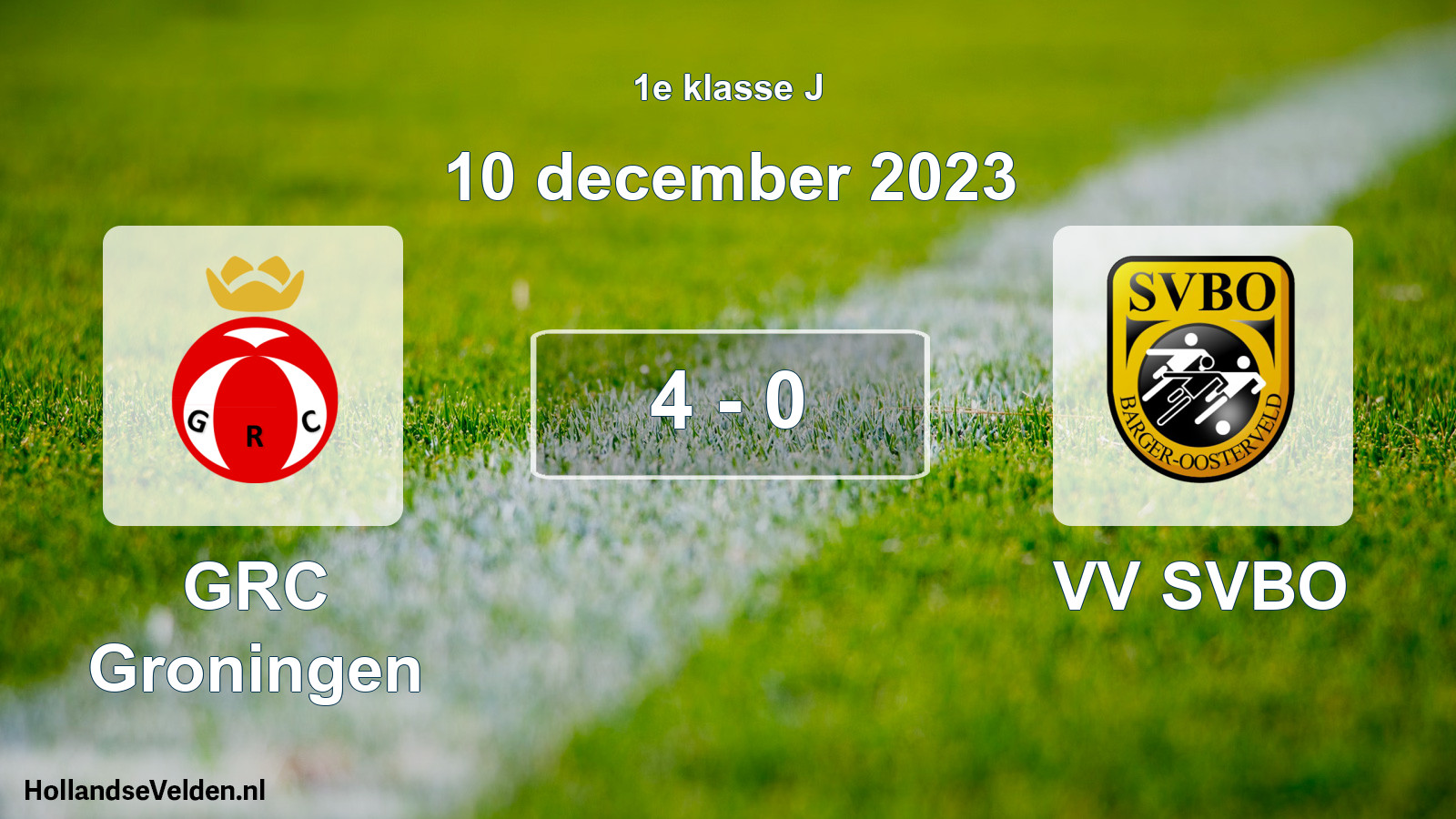 Total number of matches played: GRC Groningen - VV SVBO 4 - 0 (10 December 2023)