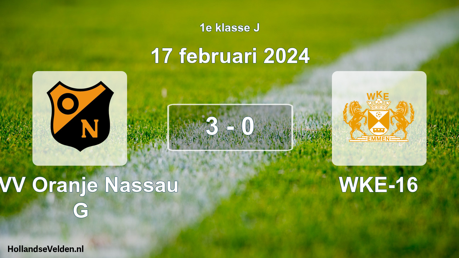 Total number of matches played: CVV Oranje Nassau G - WKE-16 3 - 0 (17 February 2024)