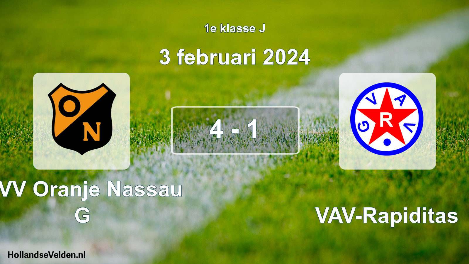 Total number of matches played: CVV Oranje Nassau G - GVAV-Rapiditas 4 - 1 (3 February 2024)