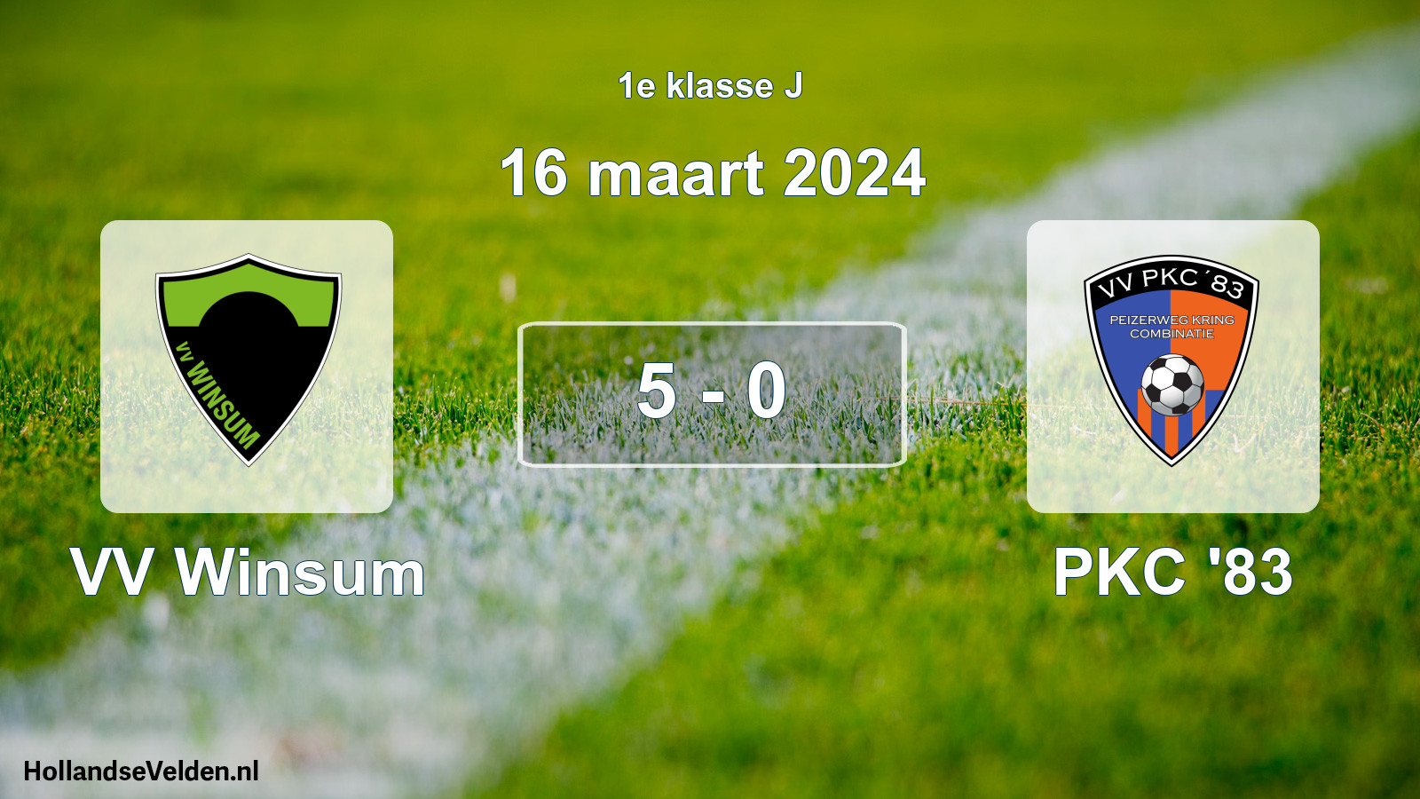 Total number of matches played: VV Winsum - PKC '83 5 - 0 (16 March 2024)