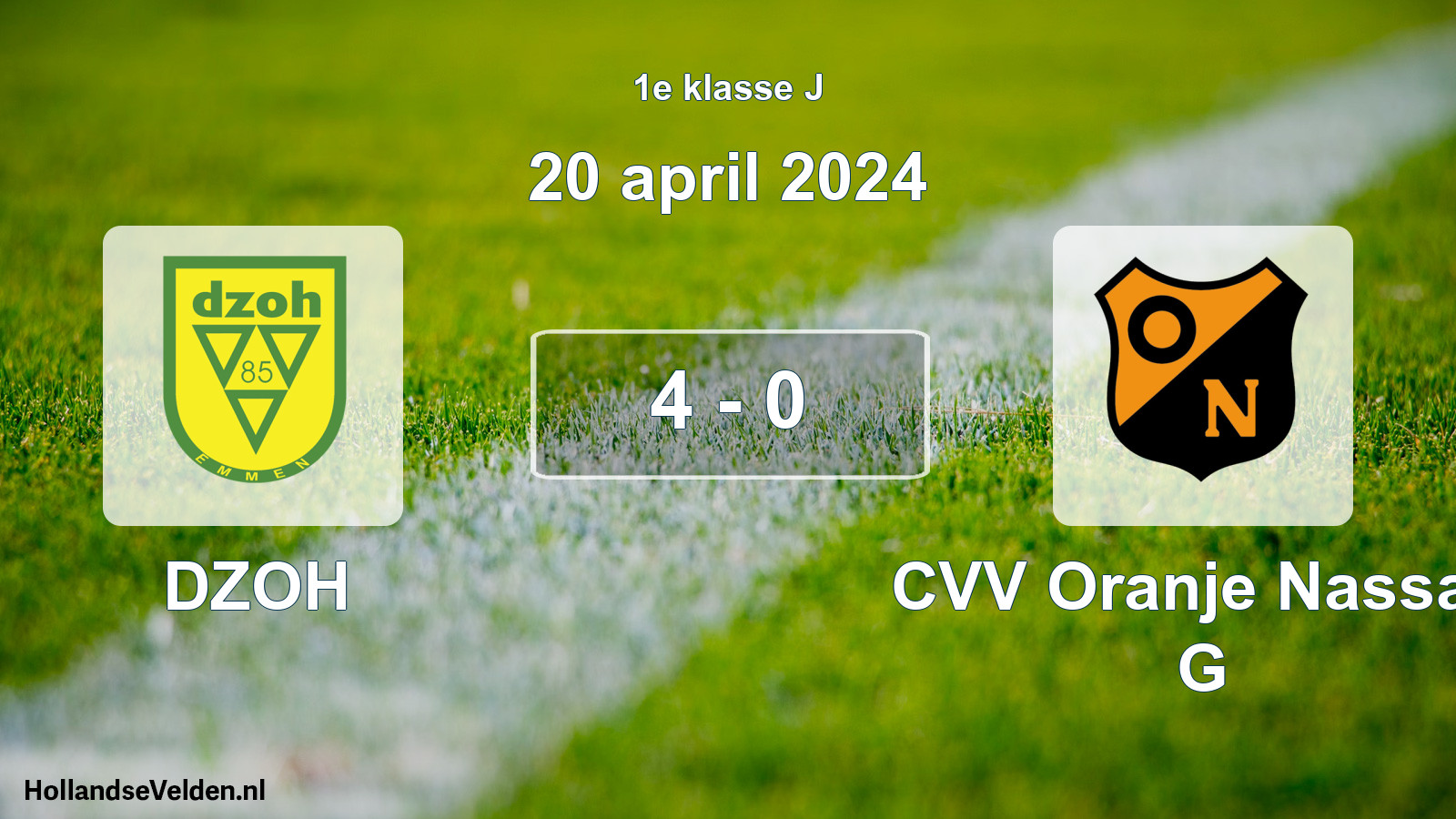 Total number of matches played: DZOH - CVV Oranje Nassau G 4 - 0 (20 April 2024)