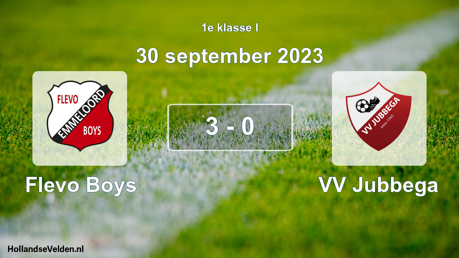 Total number of matches played: Flevo Boys - VV Jubbega 3 - 0 (30 September 2023)