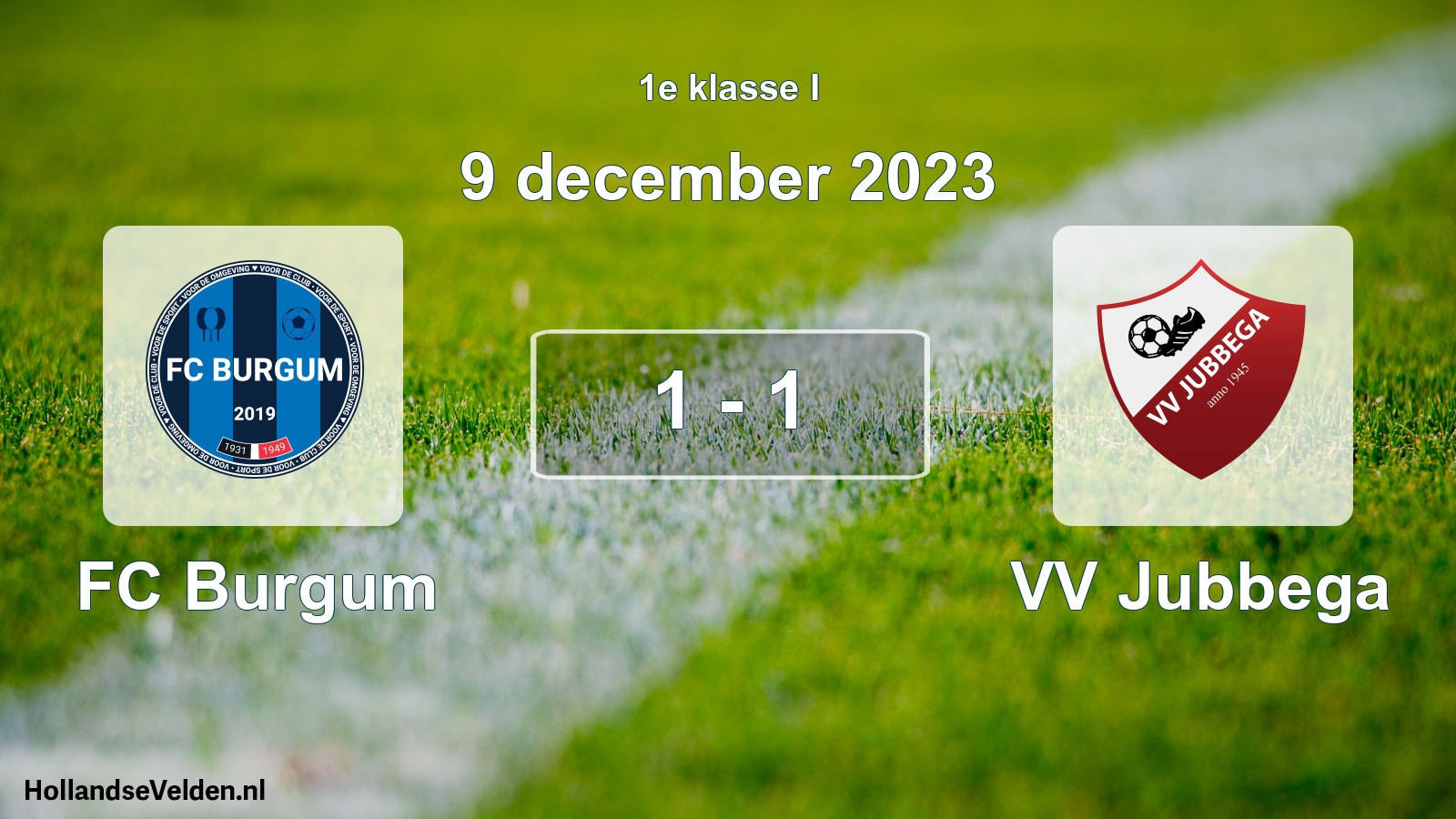 Gespeelde wedstrijd: FC Burgum - VV Jubbega 1 - 1 (9 december 2023)