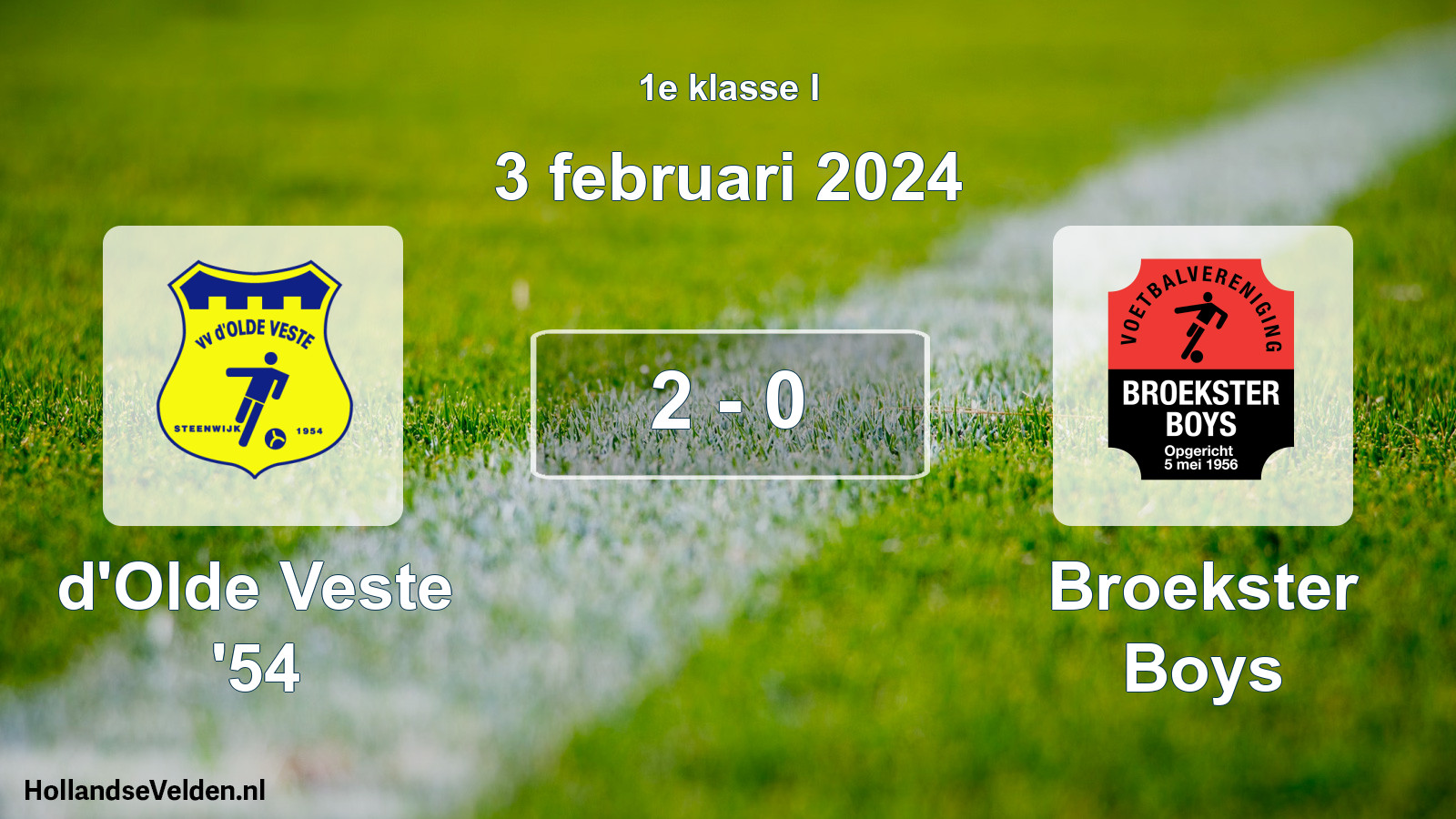 Total number of matches played: d'Olde Veste '54 - Broekster Boys 2 - 0 (3 February 2024)