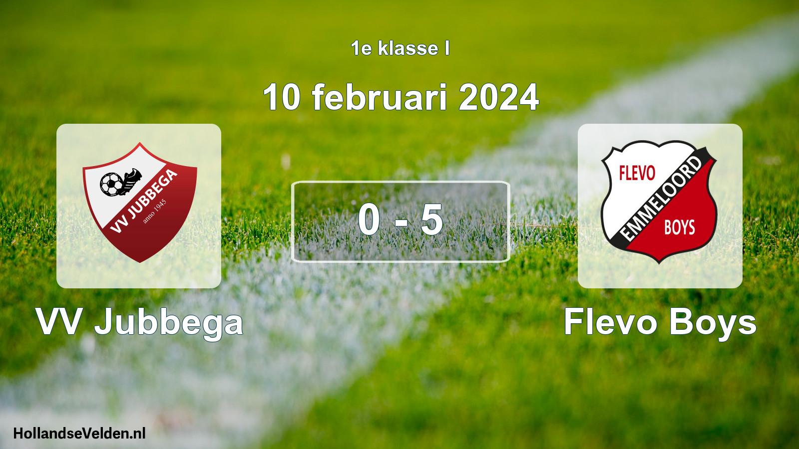 Total number of matches played: VV Jubbega - Flevo Boys 0 - 5 (10 February 2024)