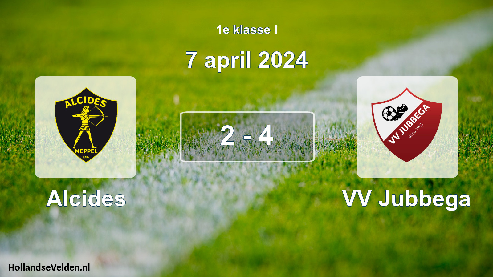 Total number of matches played: Alcides - VV Jubbega 2 - 4 (7 April 2024)