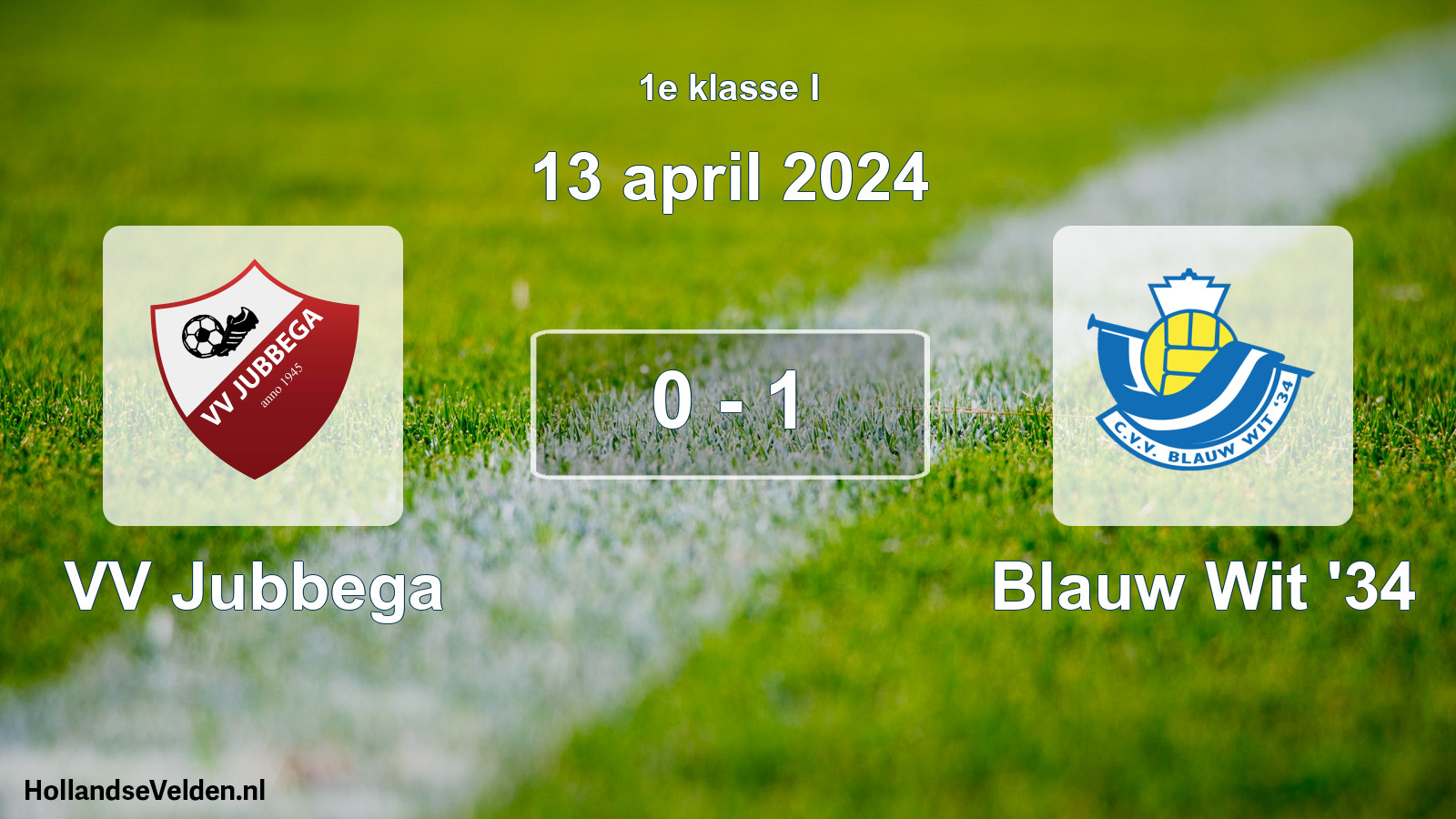 Total number of matches played: VV Jubbega - Blauw Wit '34 0 - 1 (13 April 2024)