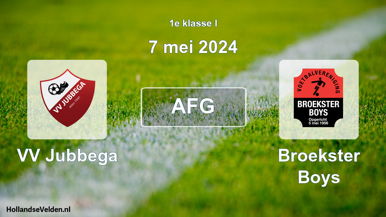 Geplande wedstrijd: VV Jubbega - Broekster Boys (7 mei 2024)