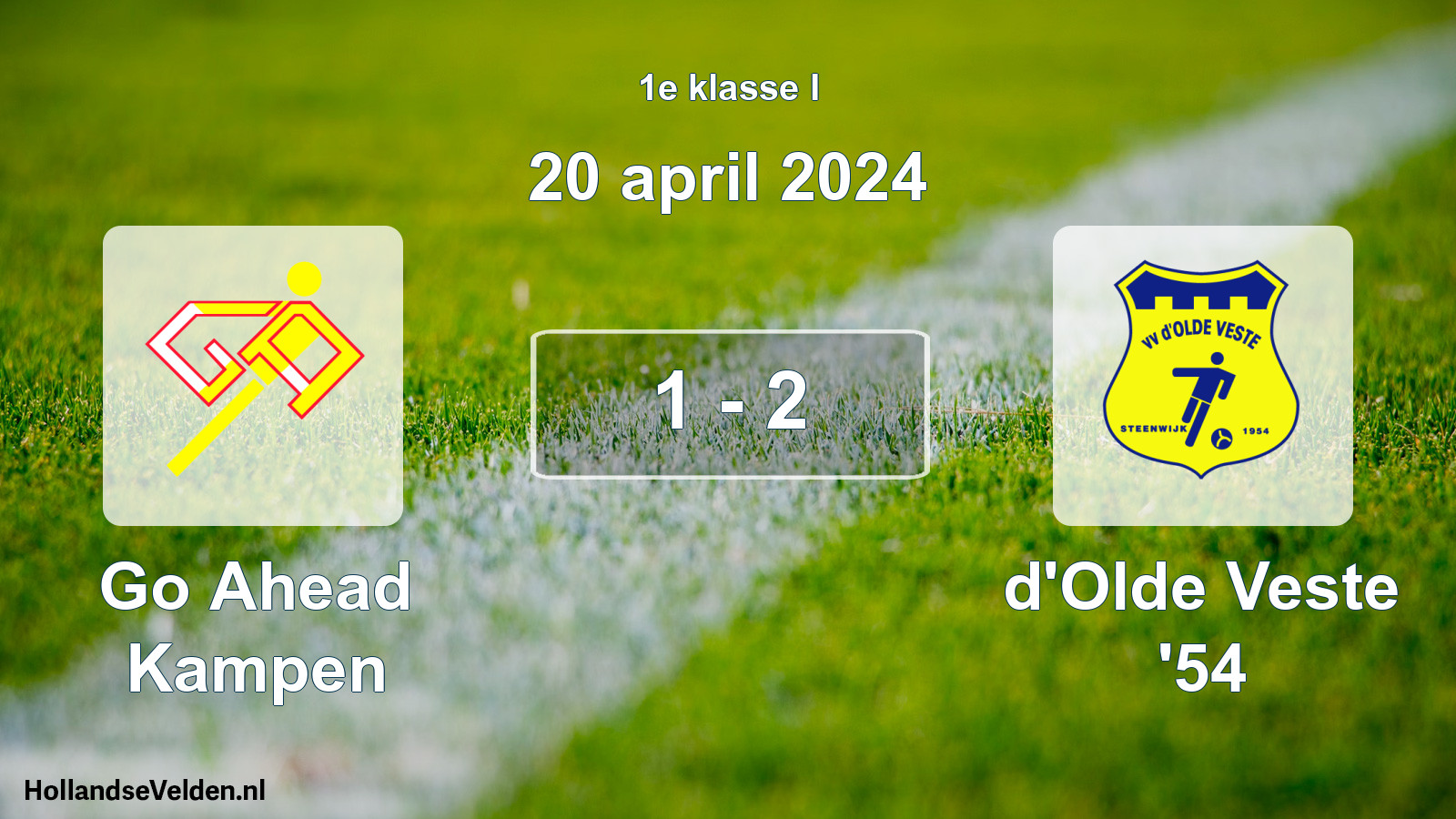 Total number of matches played: Go Ahead Kampen - d'Olde Veste '54 1 - 2 (20 April 2024)