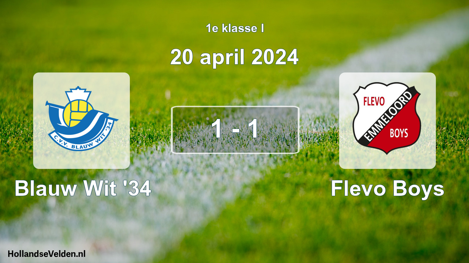 Total number of matches played: Blauw Wit '34 - Flevo Boys 1 - 1 (20 April 2024)