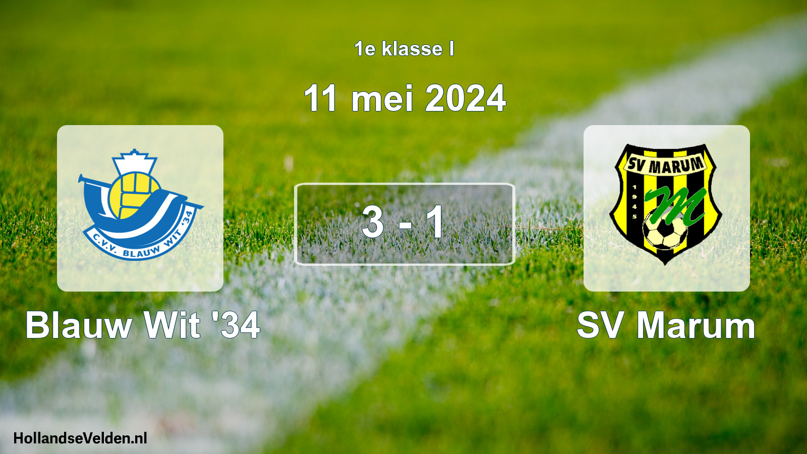 Total number of matches played: Blauw Wit '34 - SV Marum 3 - 1 (11 May 2024)