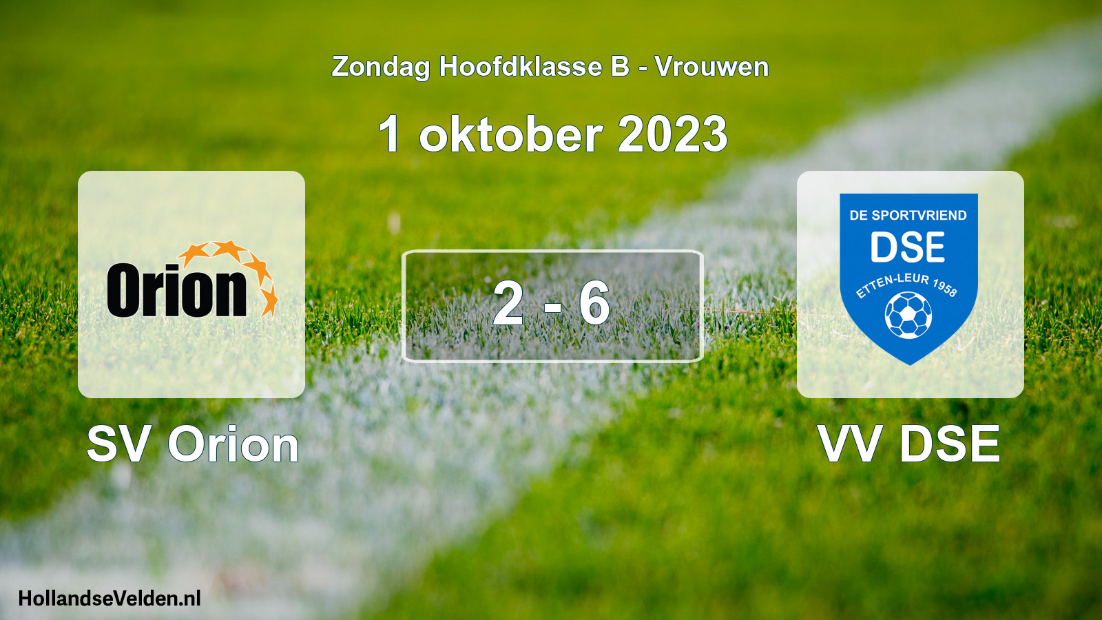 Gespeelde wedstrijd: SV Orion - VV DSE 2 - 6 (1 oktober 2023)