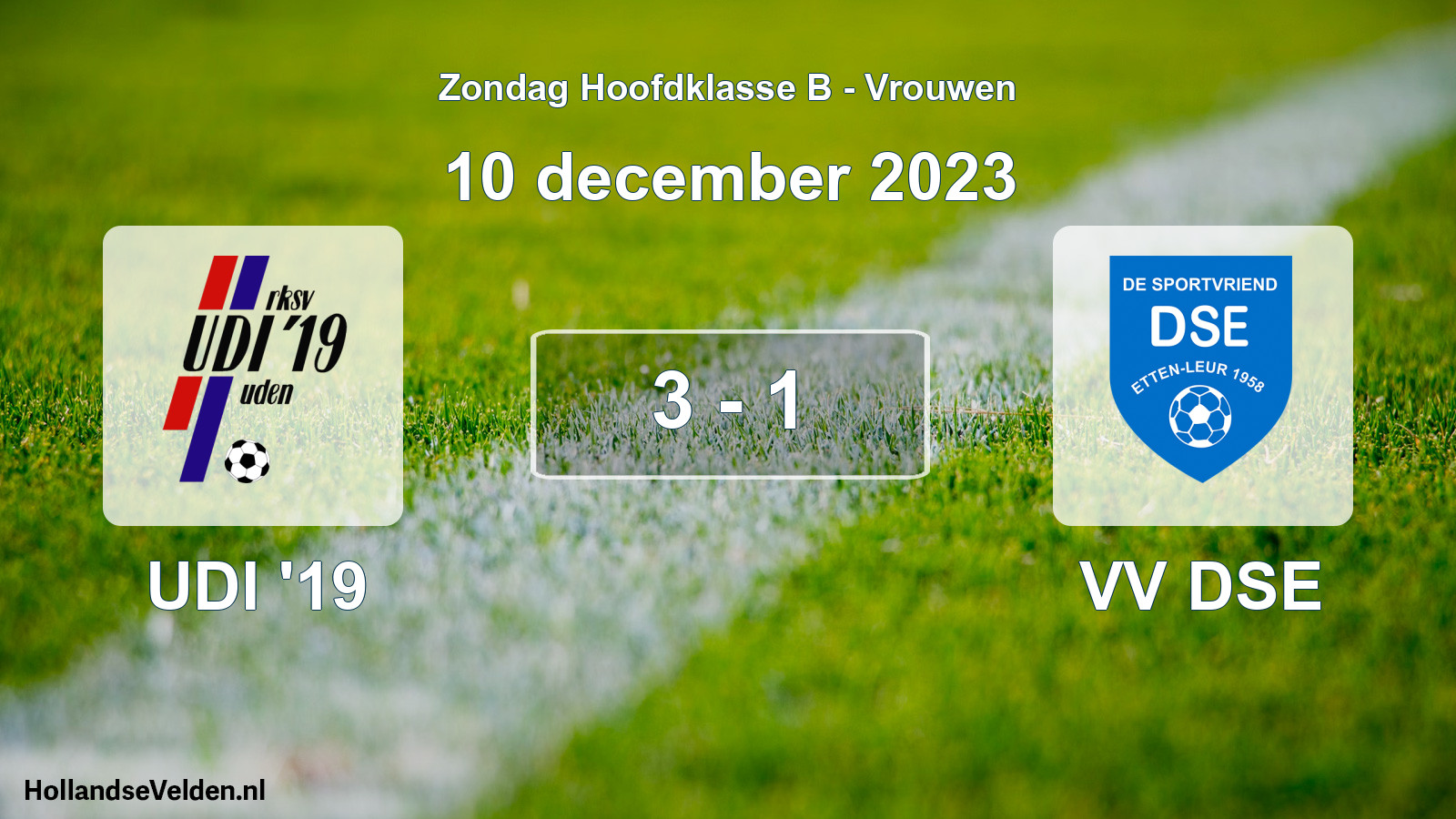 Gespeelde wedstrijd: UDI '19 - VV DSE 3 - 1 (10 december 2023)