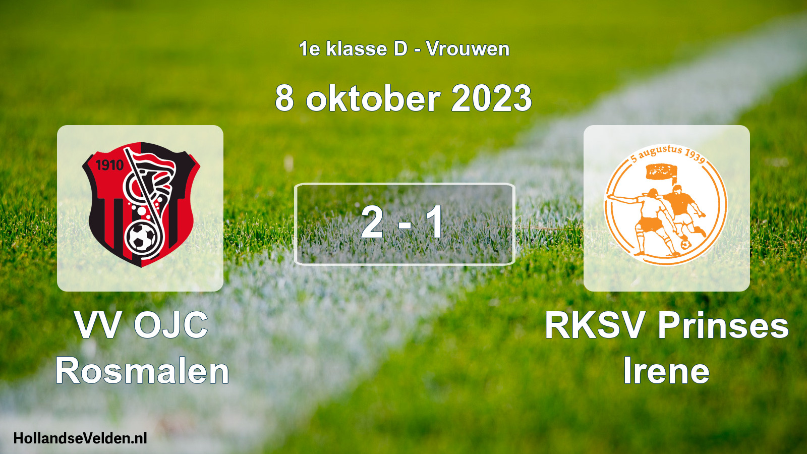 Gespeelde wedstrijd: VV OJC Rosmalen - RKSV Prinses Irene 2 - 1 (8 oktober 2023)