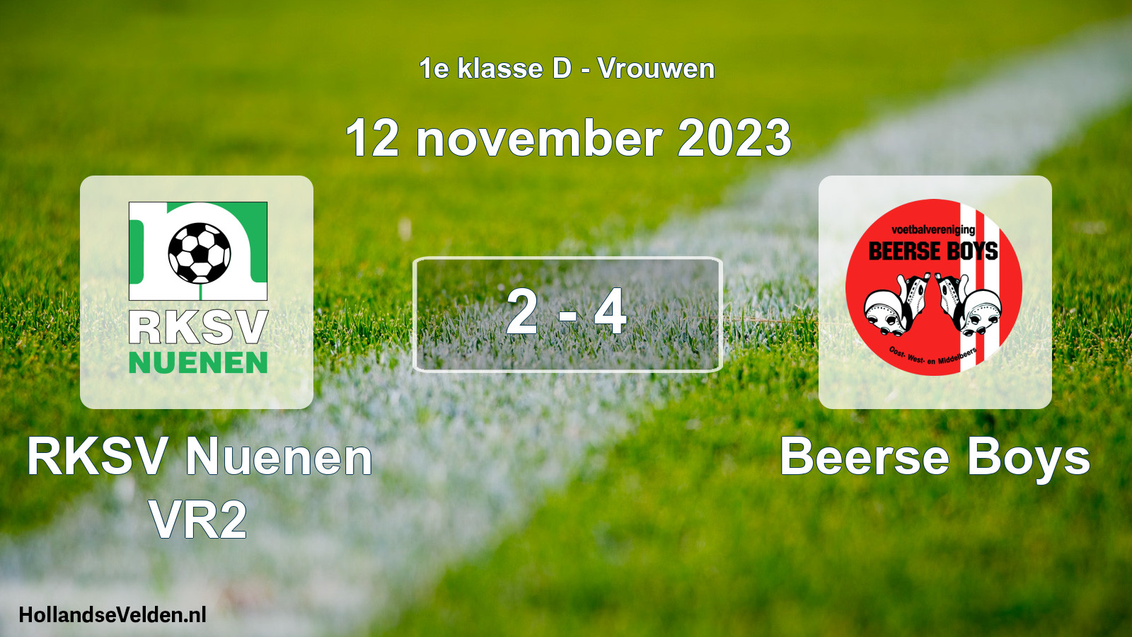 Gespeelde wedstrijd: RKSV Nuenen VR2 - Beerse Boys 2 - 4 (12 november 2023)