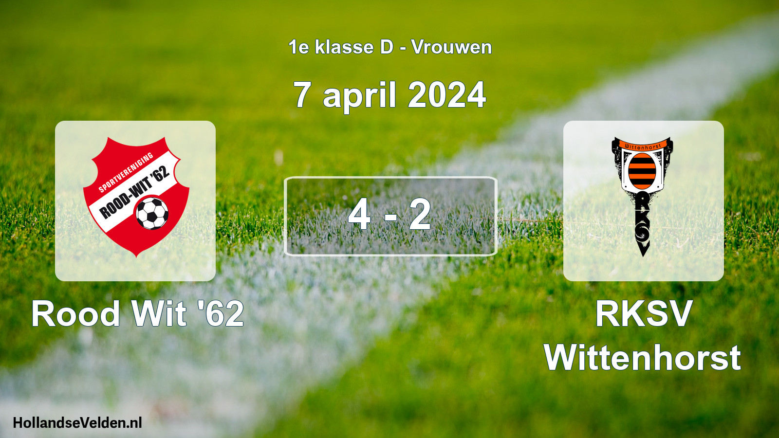 Gespeelde wedstrijd: Rood Wit '62 - RKSV Wittenhorst 4 - 2 (7 april 2024)