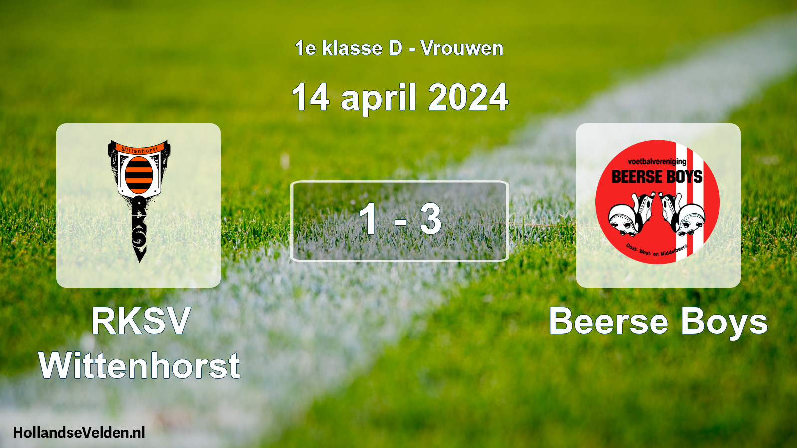 Gespeelde wedstrijd: RKSV Wittenhorst - Beerse Boys 1 - 3 (14 april 2024)