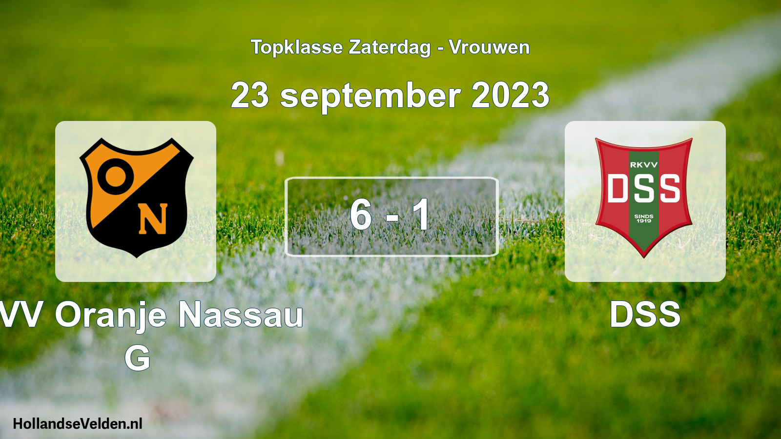 Total number of matches played: CVV Oranje Nassau G - DSS 6 - 1 (23 September 2023)