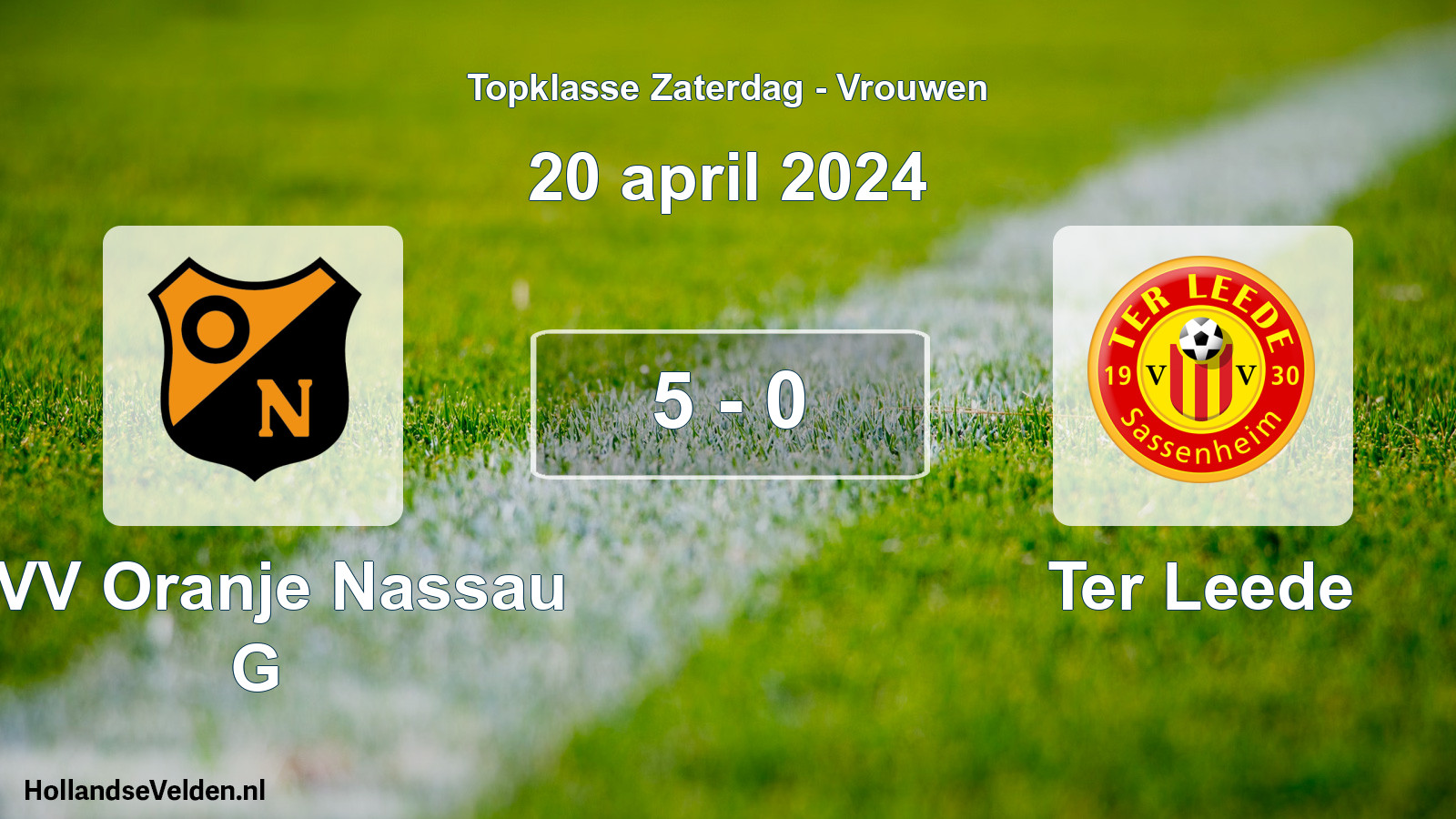 Total number of matches played: CVV Oranje Nassau G - Ter Leede 5 - 0 (20 April 2024)