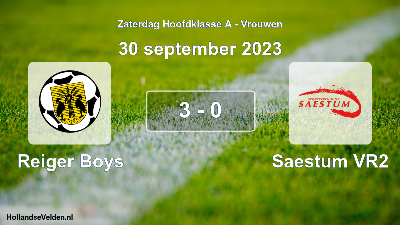 Total number of matches played: Reiger Boys - Saestum VR2 3 - 0 (30 September 2023)