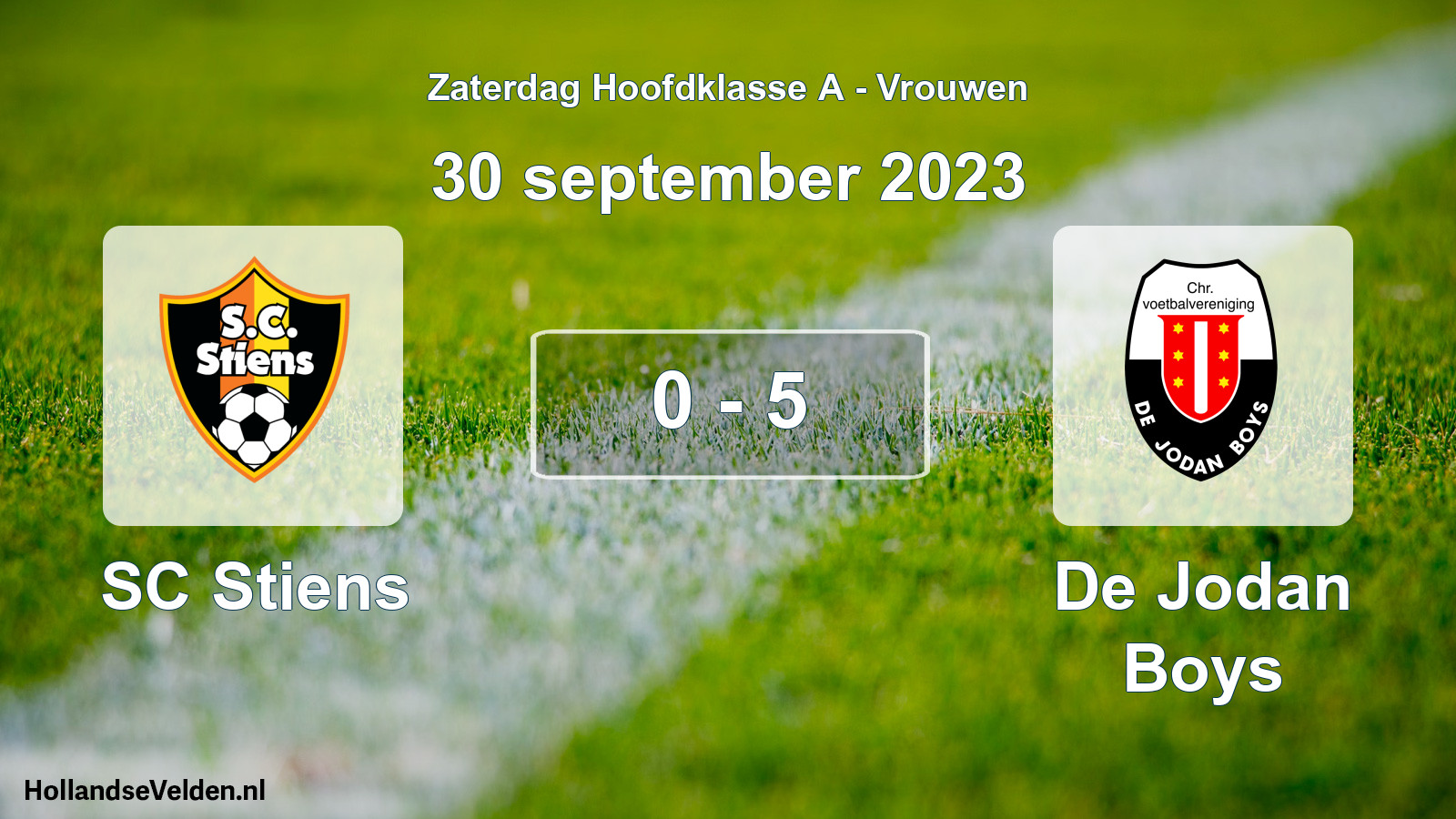 Total number of matches played: SC Stiens - De Jodan Boys 0 - 5 (30 September 2023)