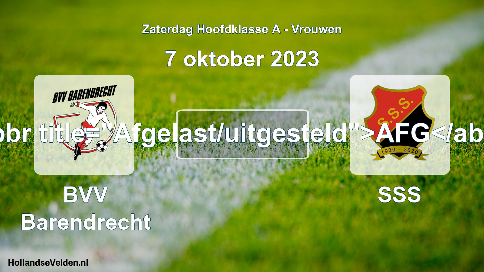 Scheduled Match: BVV Barendrecht - SSS (7 October 2023)