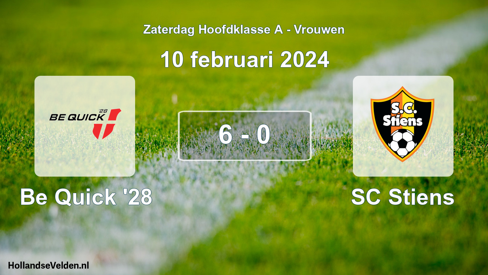 Total number of matches played: Be Quick '28 - SC Stiens 6 - 0 (10 February 2024)