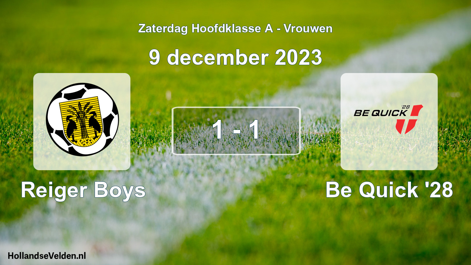 Total number of matches played: Reiger Boys - Be Quick '28 1 - 1 (9 December 2023)