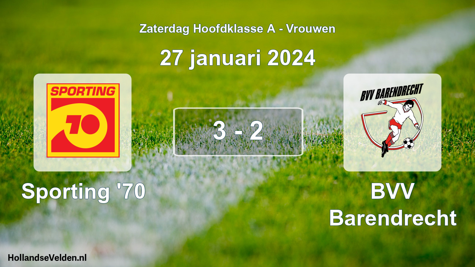 Total number of matches played: Sporting '70 - BVV Barendrecht 3 - 2 (27 January 2024)