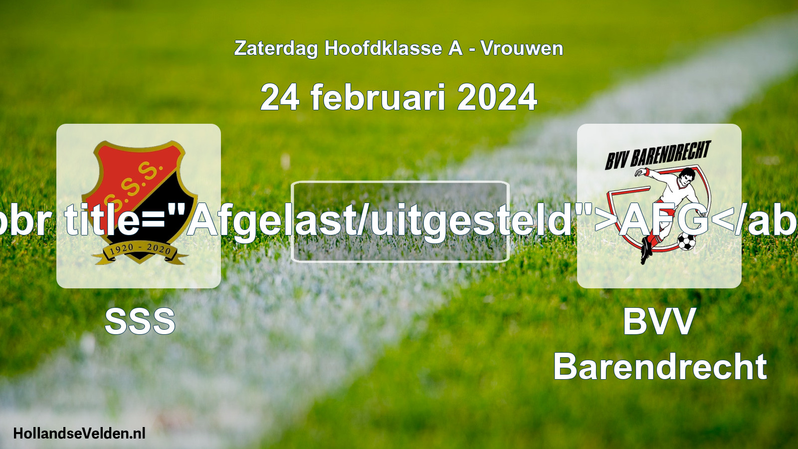 Scheduled Match: SSS - BVV Barendrecht (24 February 2024)