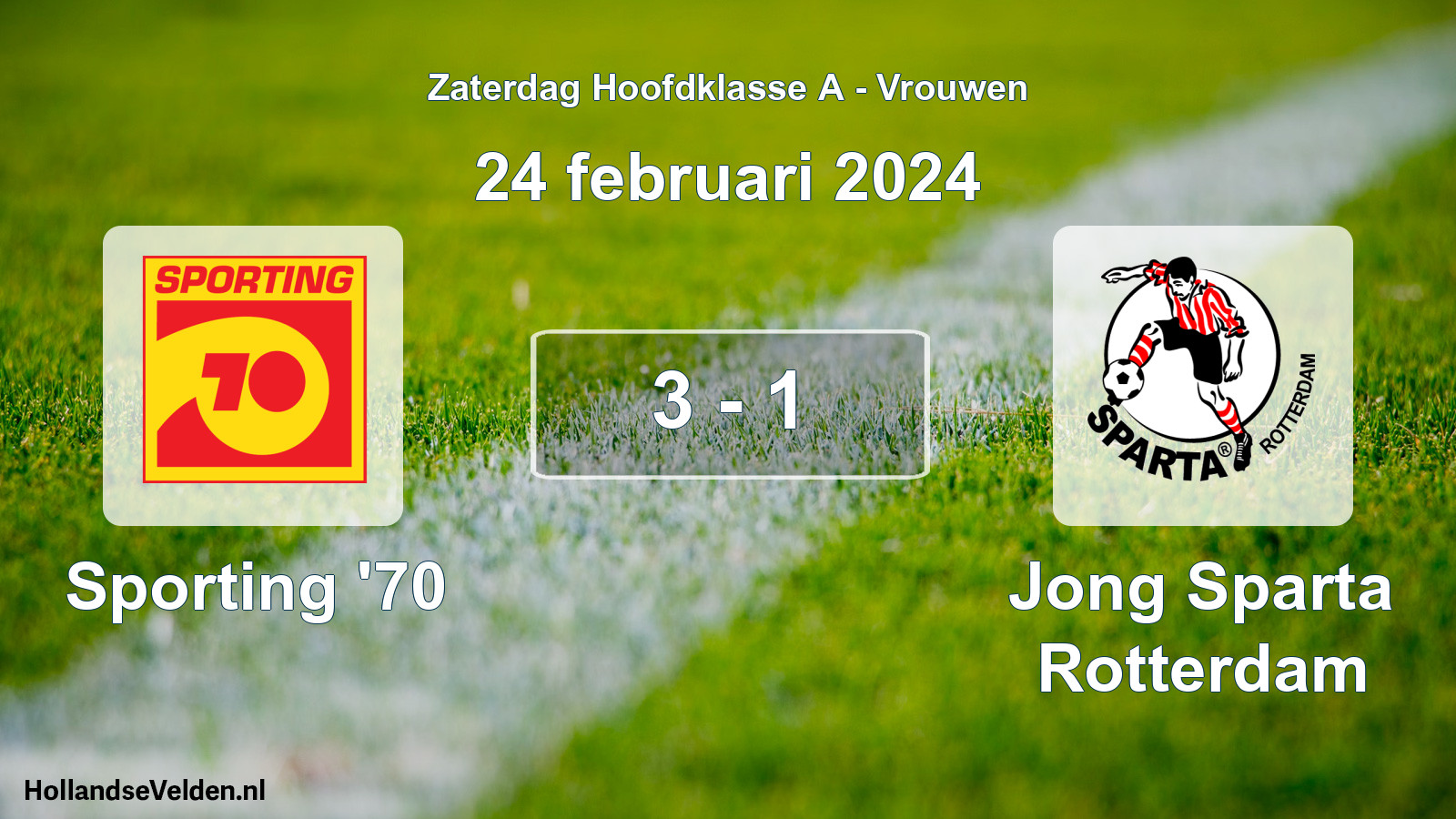 Total number of matches played: Sporting '70 - Jong Sparta Rotterdam 3 - 1 (24 February 2024)