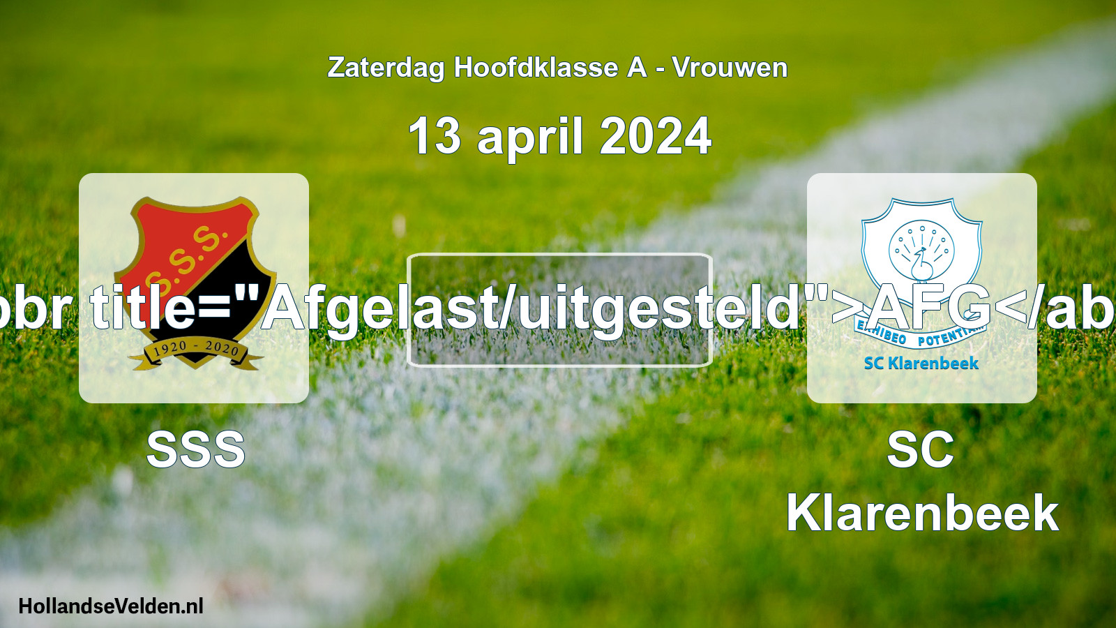 Scheduled Match: SSS - SC Klarenbeek (13 April 2024)