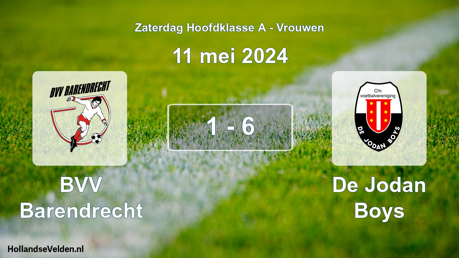 Total number of matches played: BVV Barendrecht - De Jodan Boys 1 - 6 (11 May 2024)